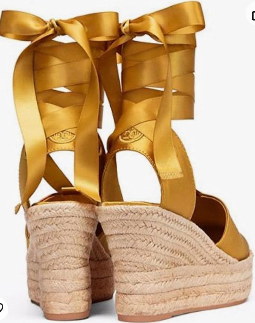 Tory Burch Elisa Wedge Satin Espadrille