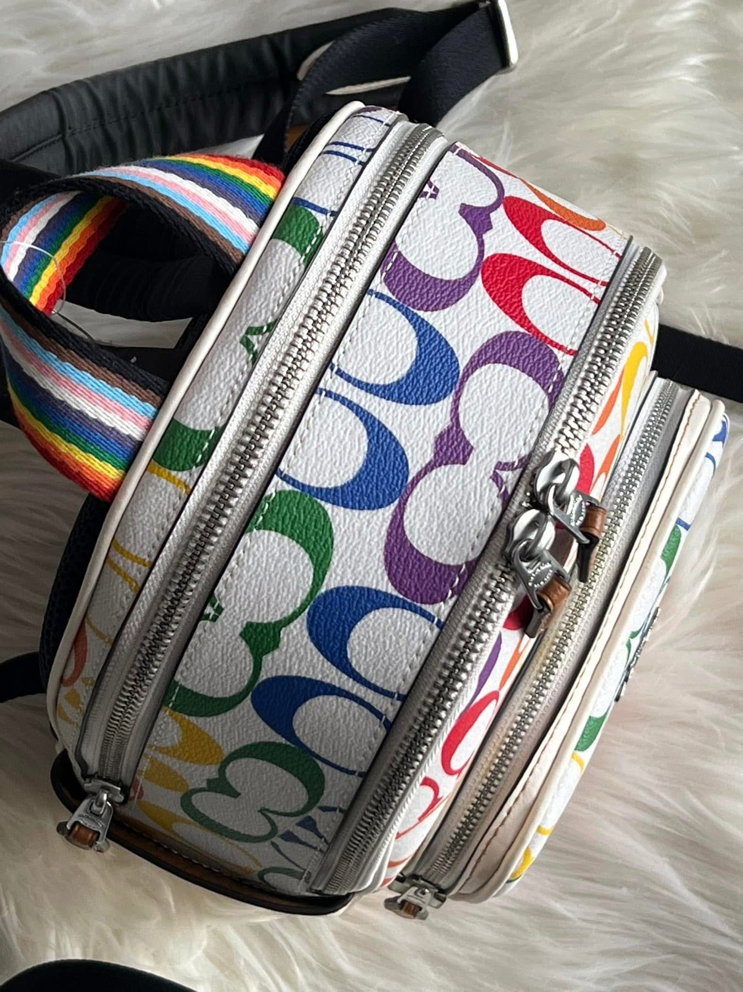 Coach Mini Court Backpack in Rainbow Signature Canvas