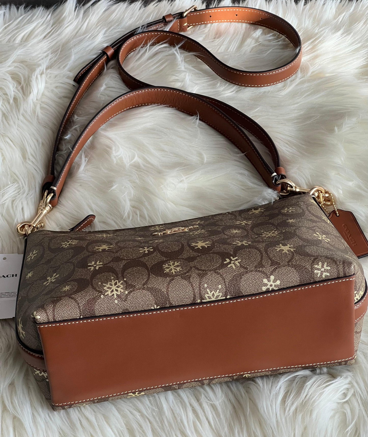 Coach Clara Shoulder Bag in Signature Canvas with Snowflake Print