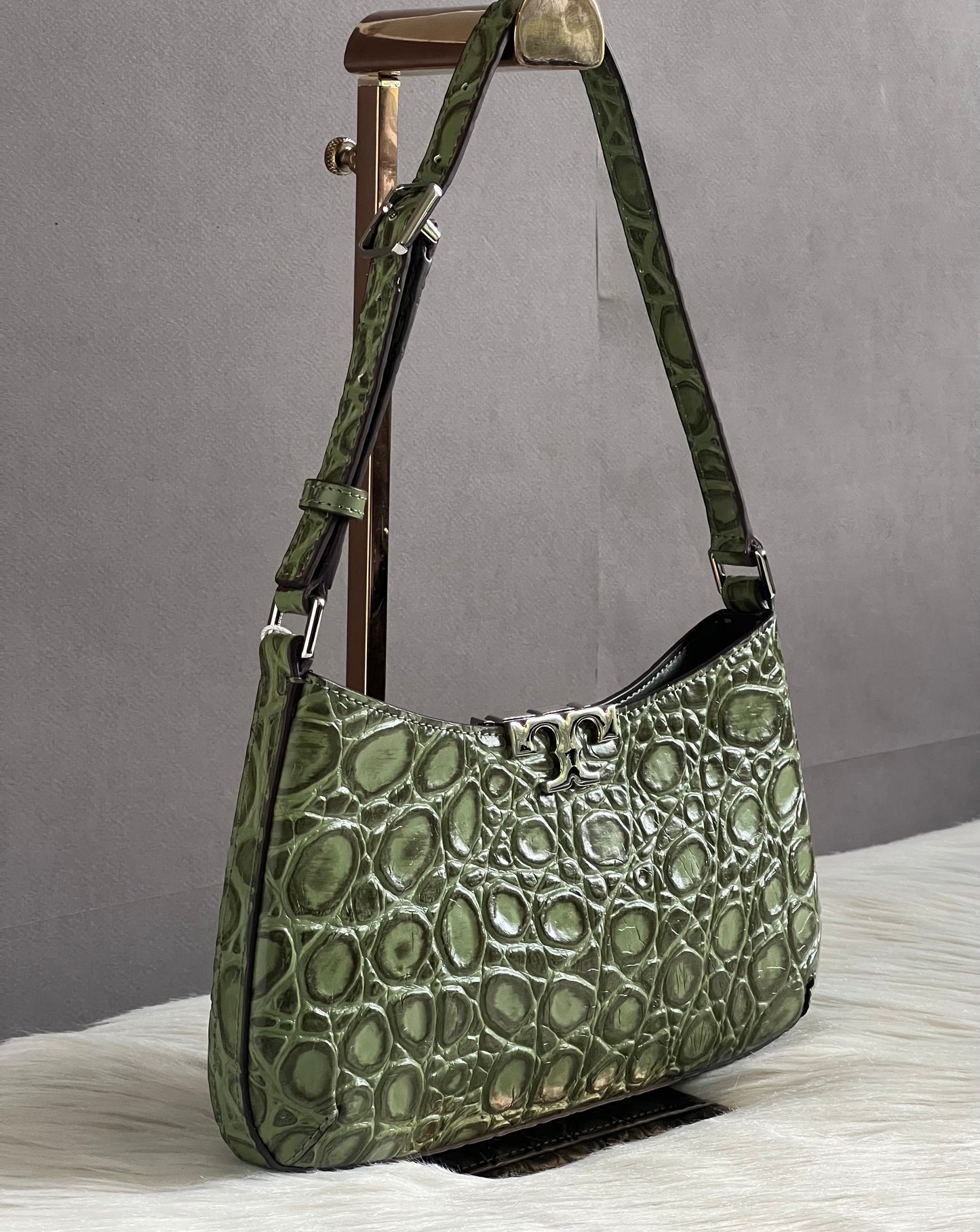 Tory Burch Eleanor Croc-Embossed Slim Shoulder Bag