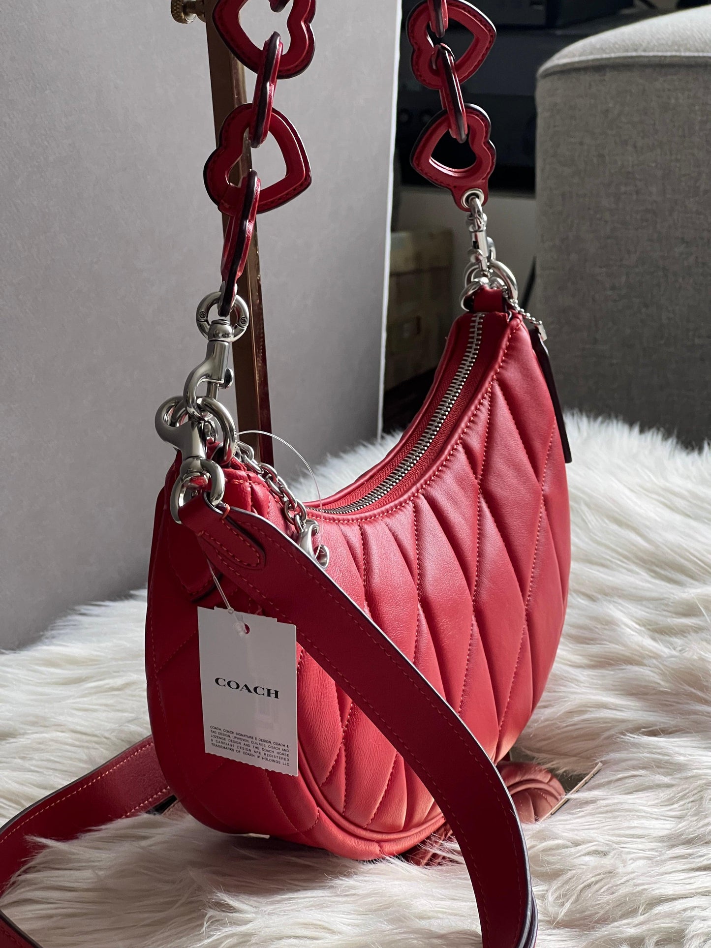 Coach Mira Shoulder Bag with Pillow Quilting and Heart Strap