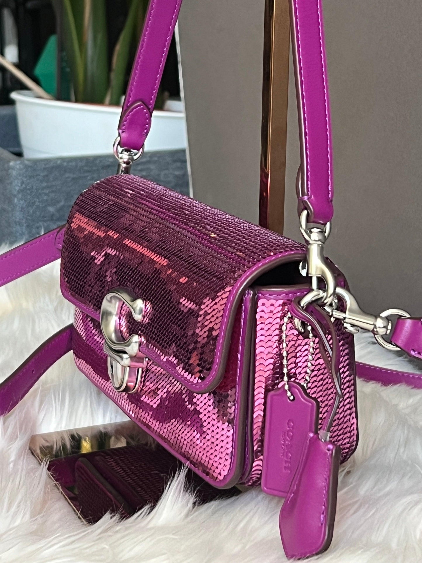 Coach Studio Baguette Bag with Sequins