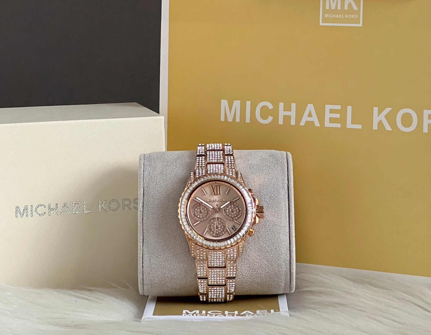 Michael Kors Women’s Everest Chronograph Quartz Crystal Rose Gold Dial Watch