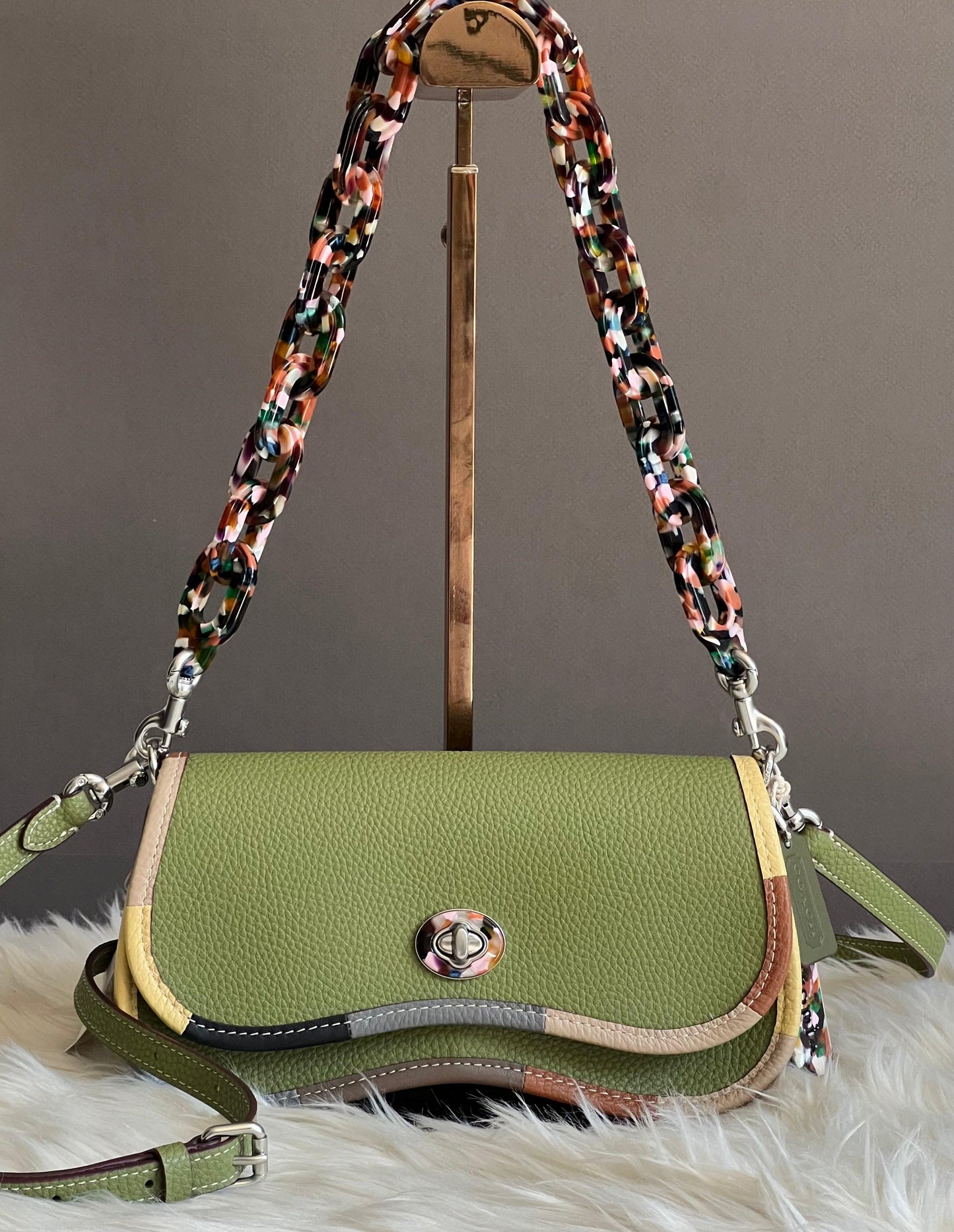 Coach Wavy Dinky Bag with Colorful Binding in Upcrafted Leather