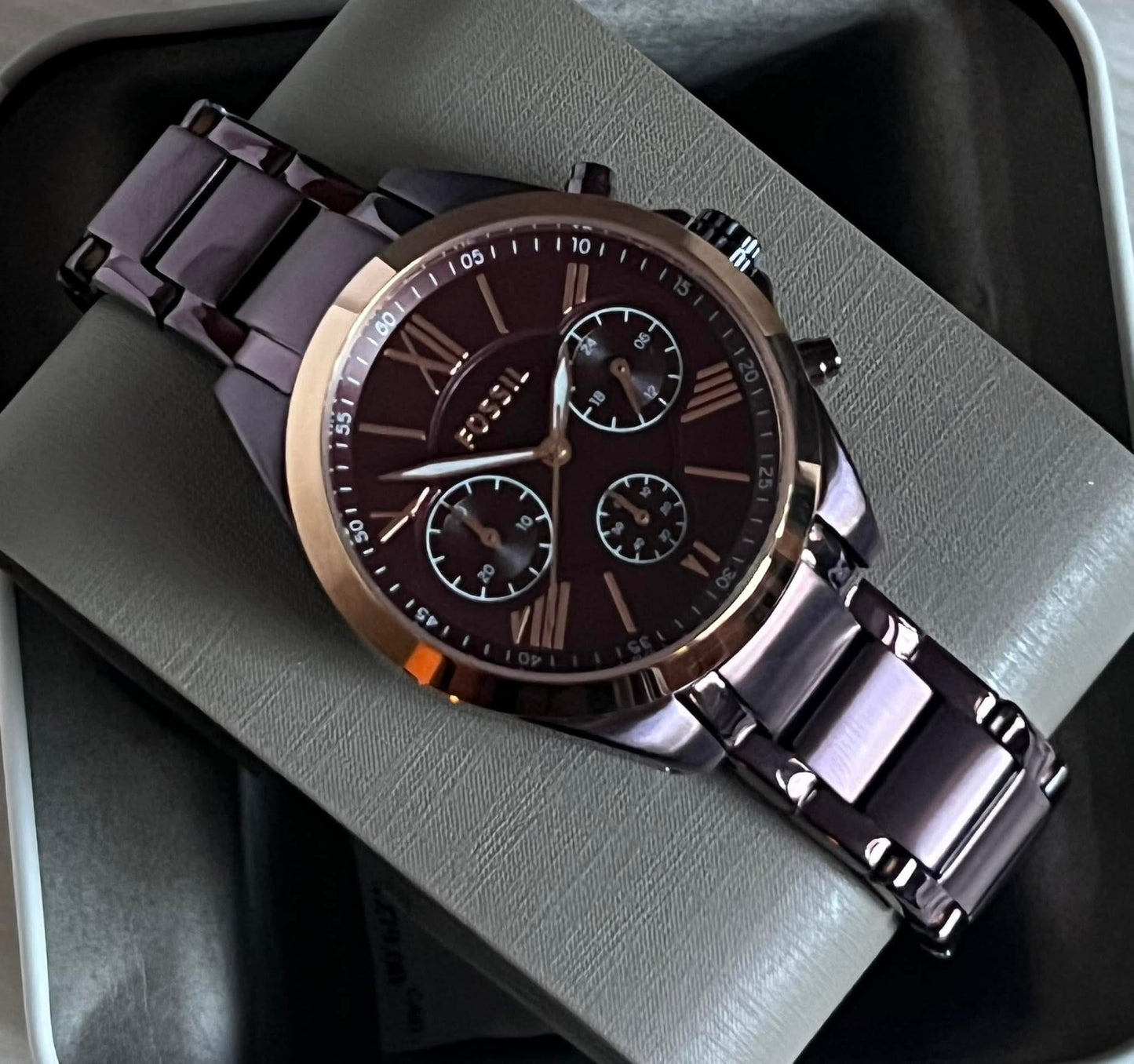 Fossil Women’s Modern Courier Midsize Chronograph Wine Stainless Steel Watch