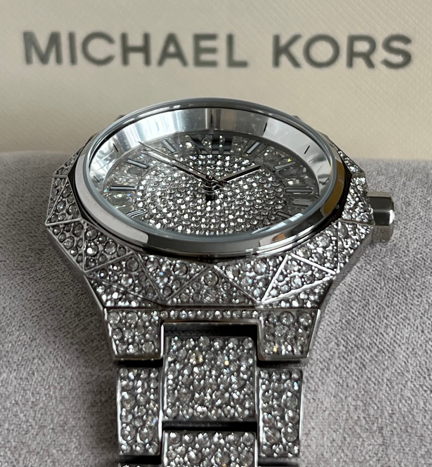 Micheal Kors Women’s Oversized Raquel Pavé Silver-Tone Watch