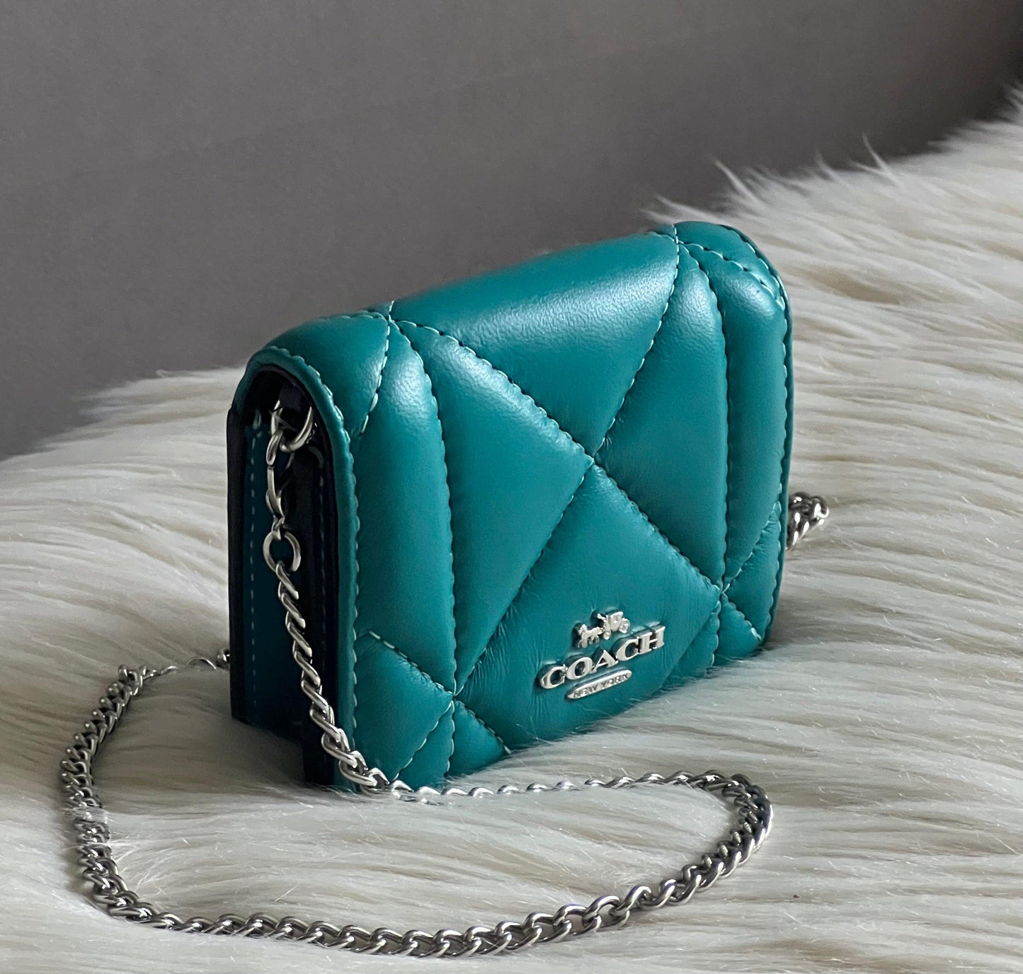 Coach Mini Wallet On A Chain With Puffy Diamond Quilting