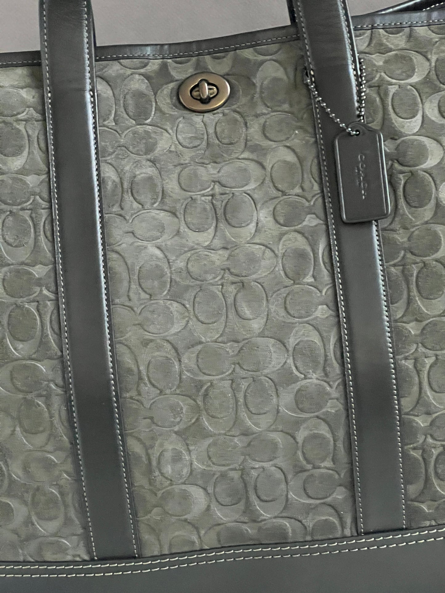 Coach Toby Turnlock Tote In Signature Suede
