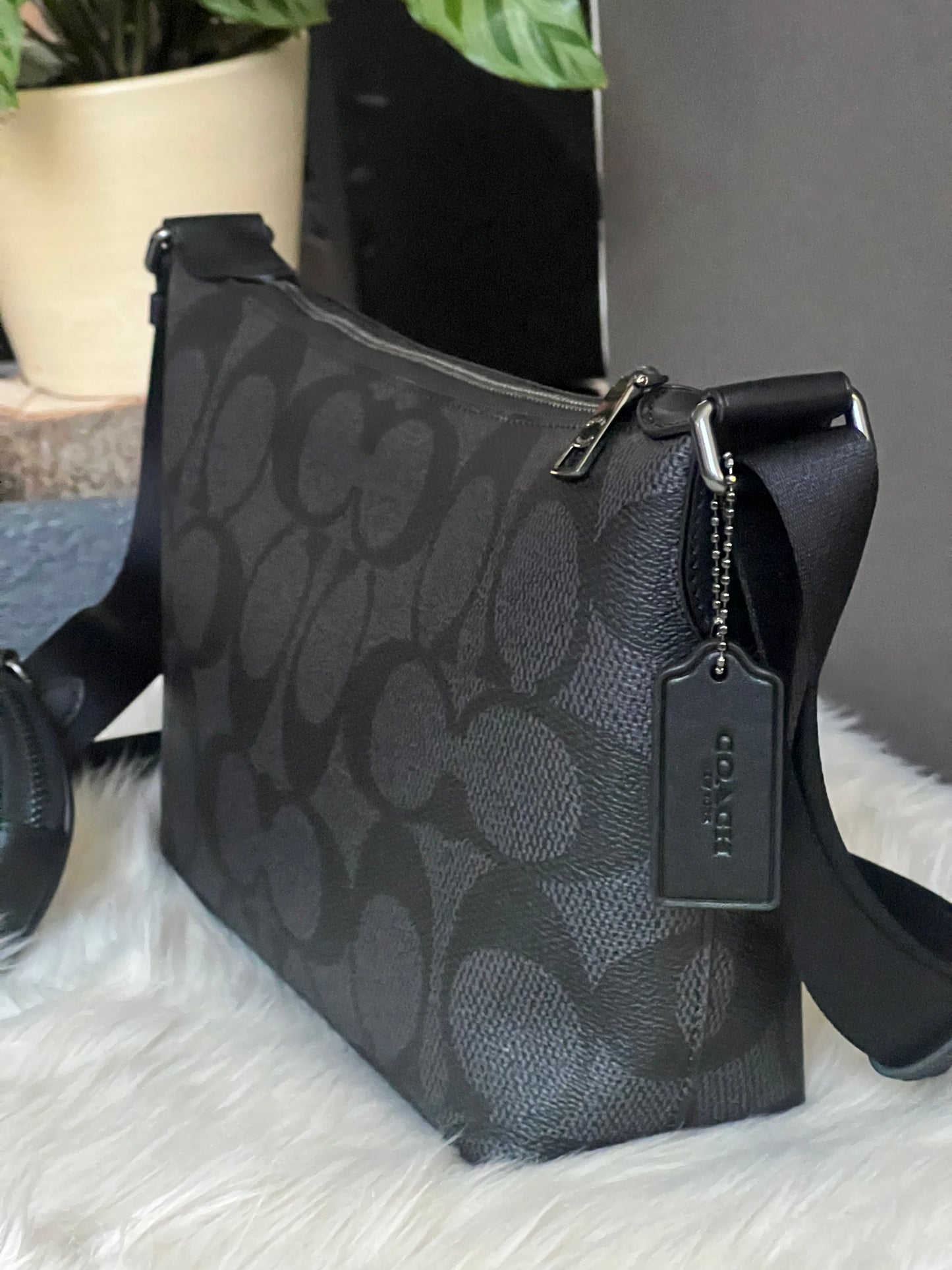 Coach Small Finn Crossbody Bag with Pouch in Maxi Signature Canvas