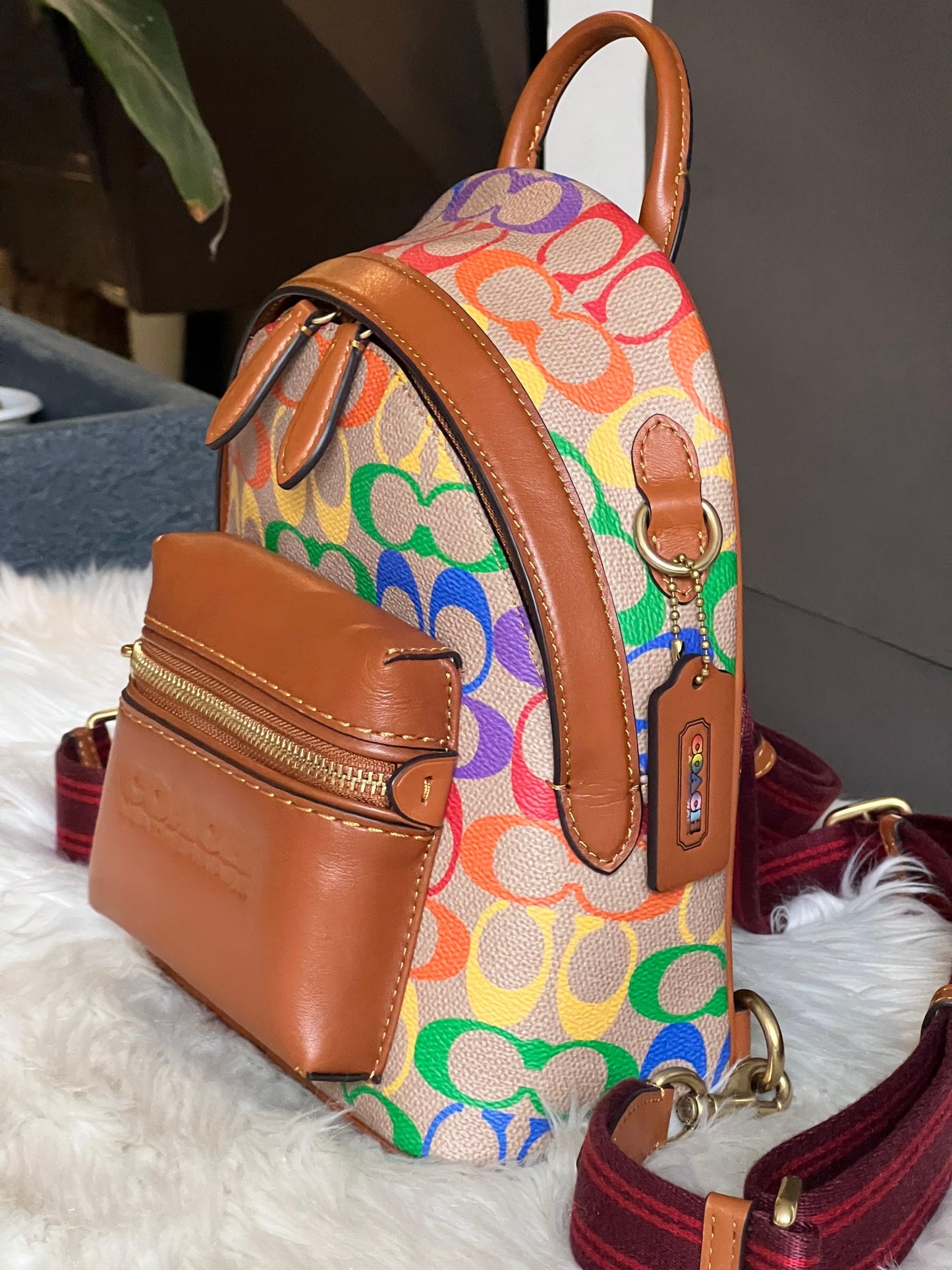 Coach Charter Backpack 18 in Rainbow Signature Canvas