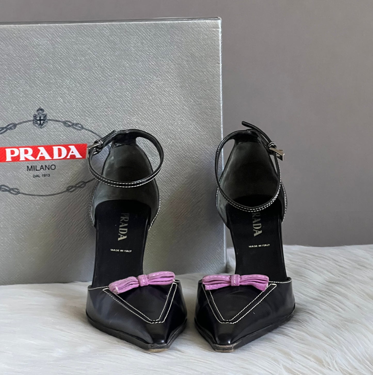 Prada Purple Bow Suede High Heel Pumps