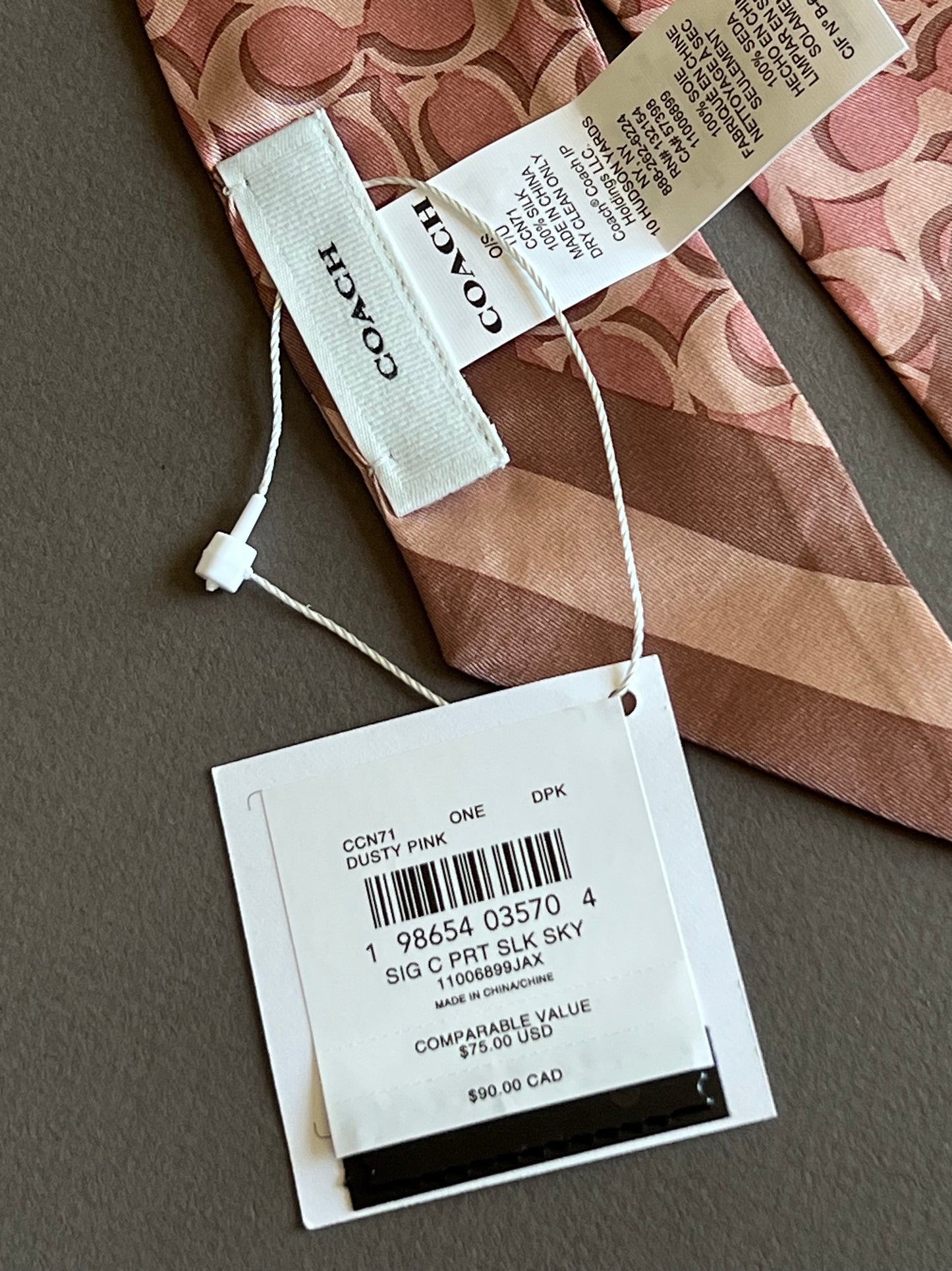 Coach Signature Silk Skinny Scarf