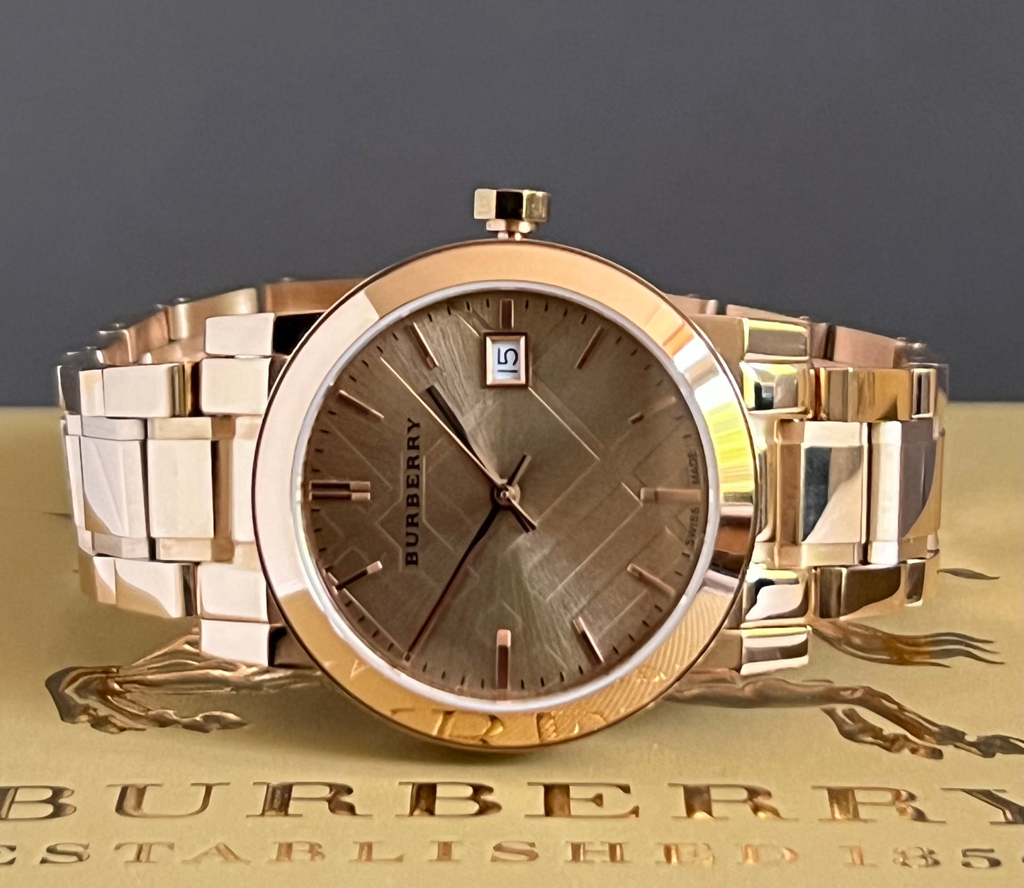 Burberry Women’s The City Rose Dial Rose Gold-Tone Watch
