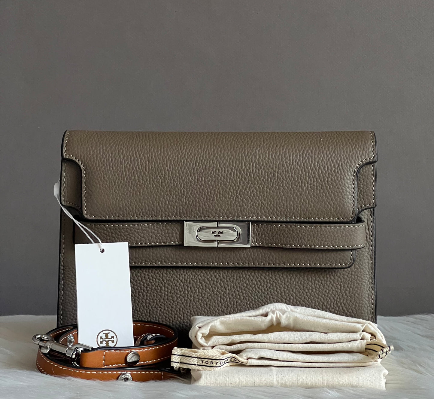 Tory Burch Lee Radziwill Pebbled Shoulder Bag