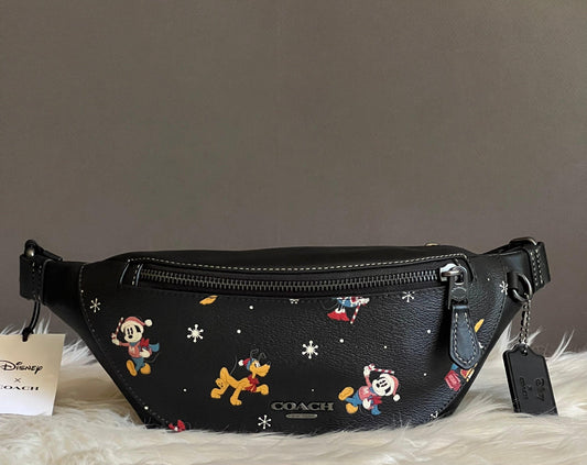 Disney X Coach Warren Mini Belt Bag in Holiday Print