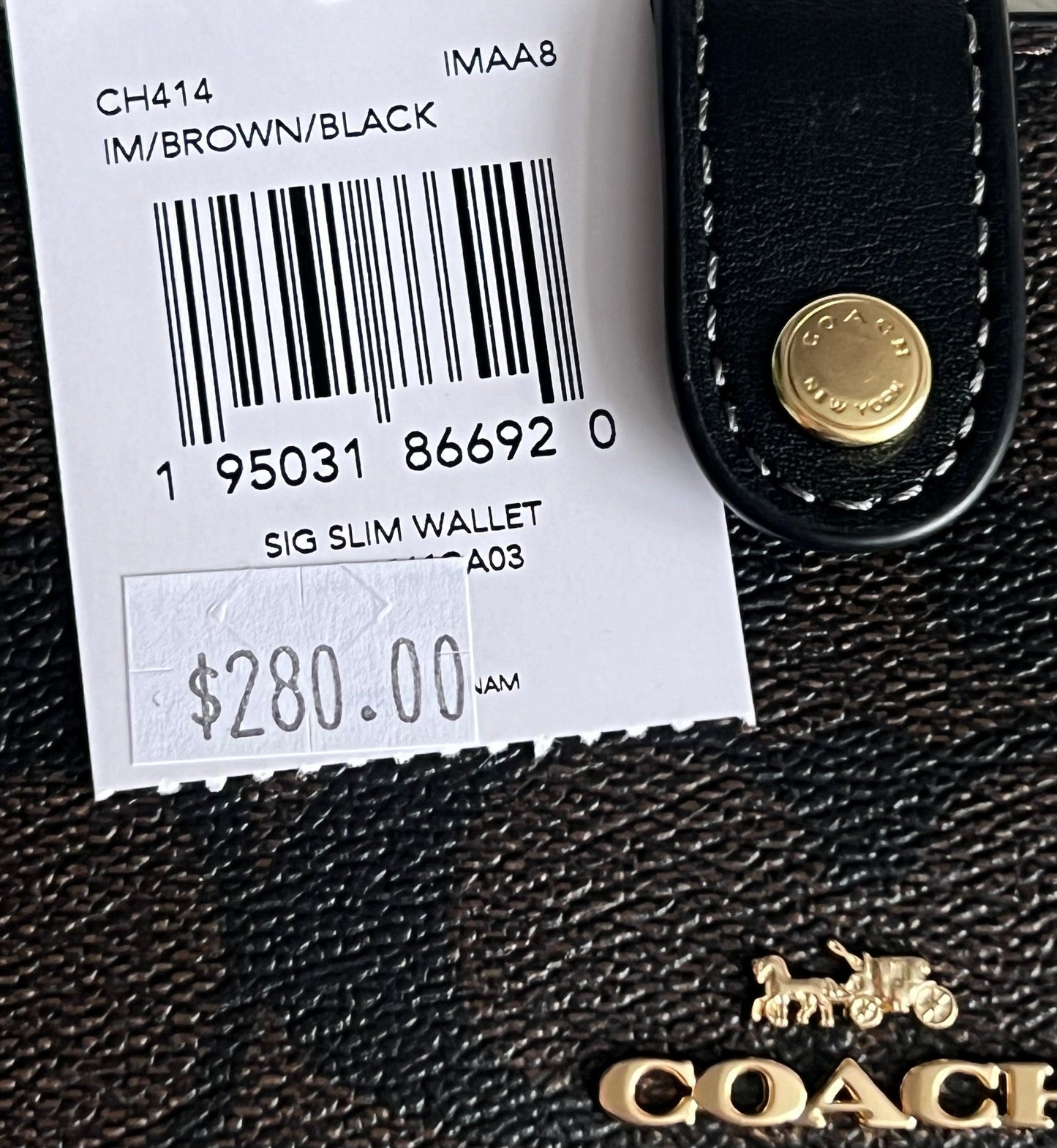 Coach Slim Wallet in Signature Canvas