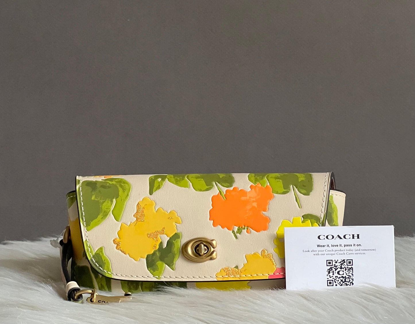 Coach Sunglass Case Bag Charm With Floral Print