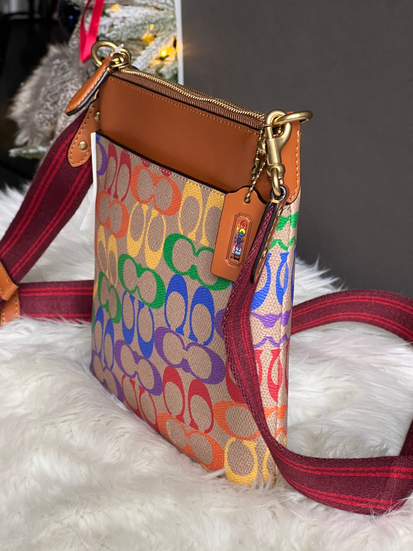 Coach Kitt Messenger Crossbody in Rainbow Signature Canvas