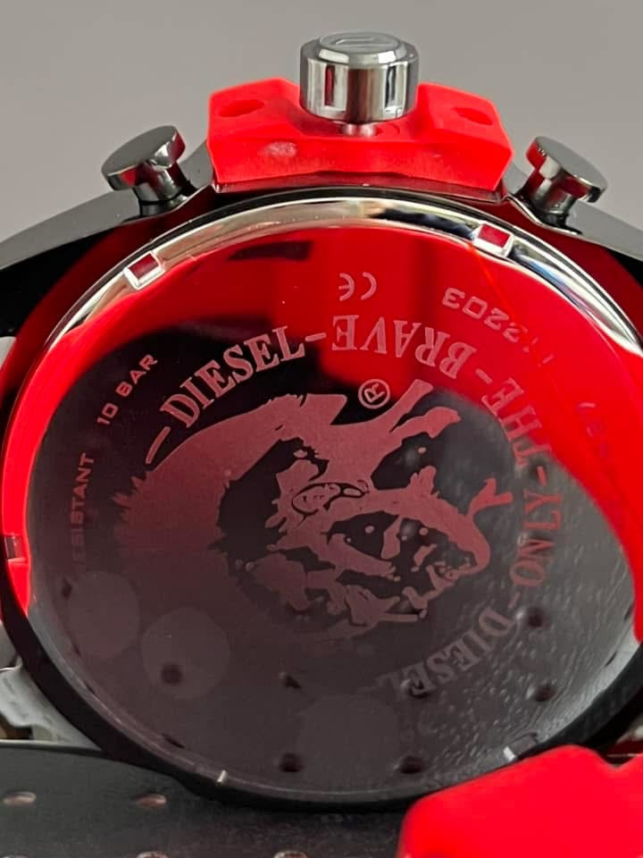 Diesel Men’s Mega Chief Chronograph Gunmetal Red Silicone Watch