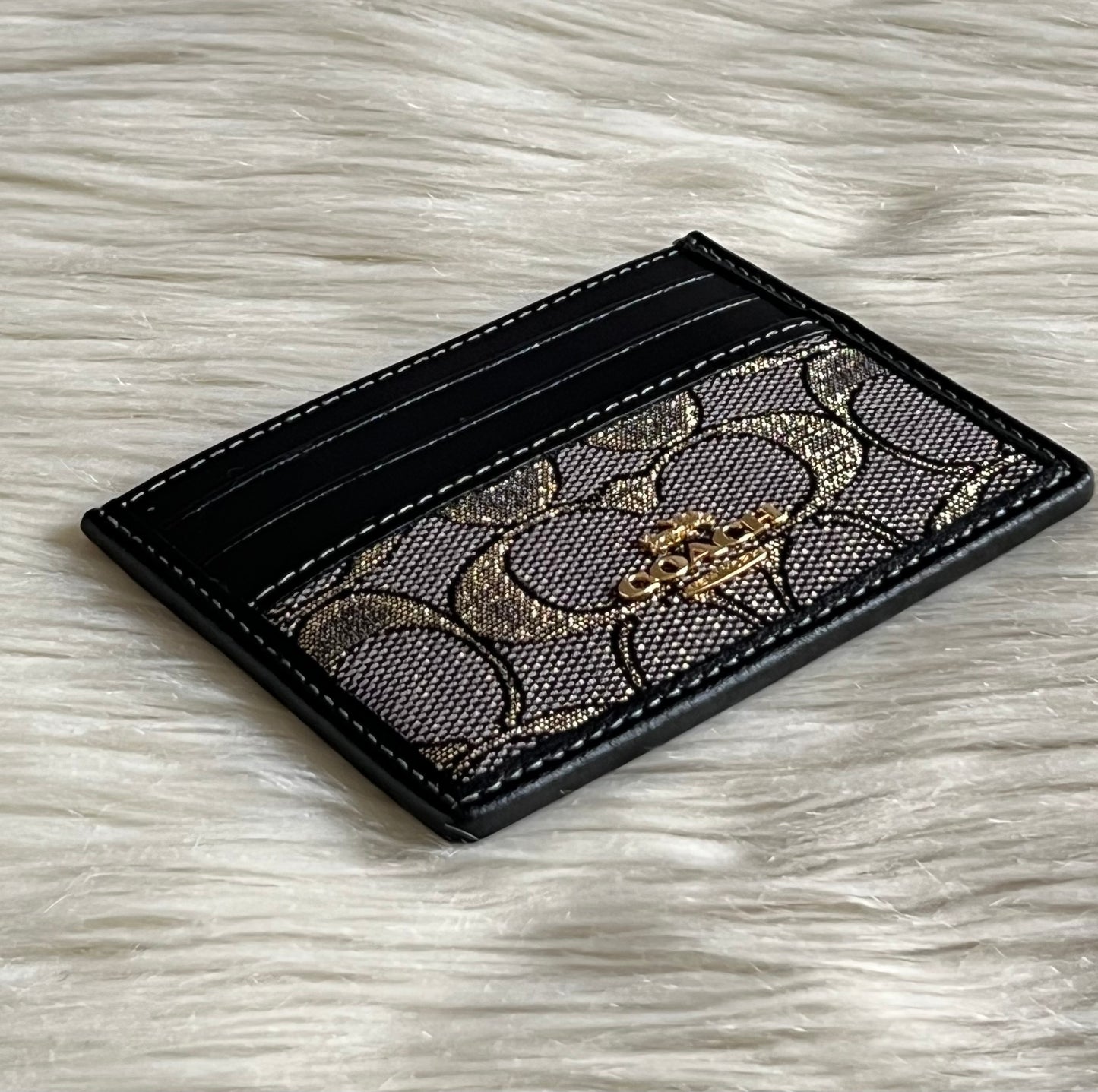Coach Slim ID Card Case In Metallic Jacquard