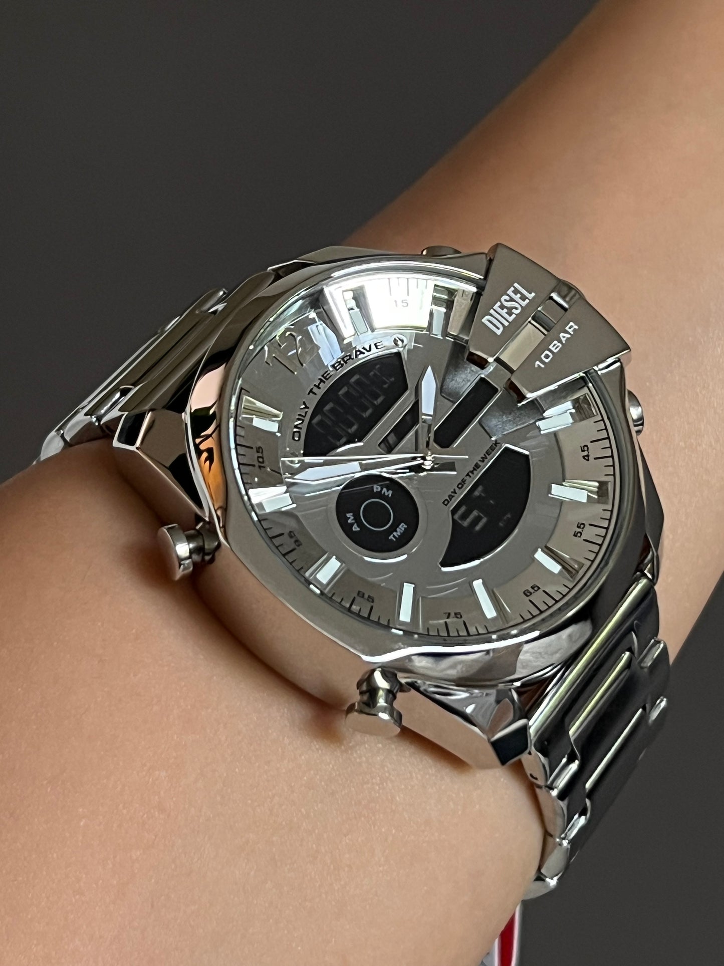 Diesel Men’s Mega Chief Ana-Digi Stainless Steel Watch