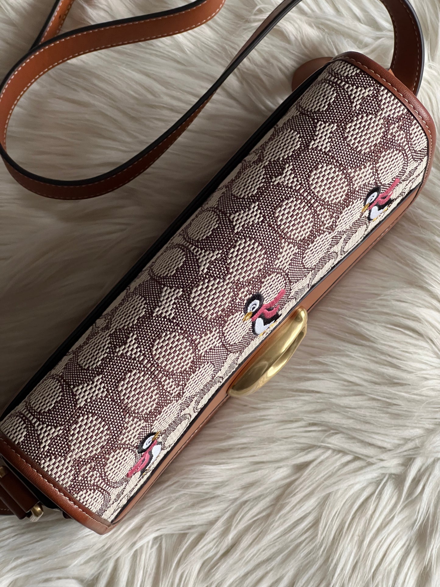 Coach Studio Shoulder Bag in Signature Jacquard with Penguin Motif
