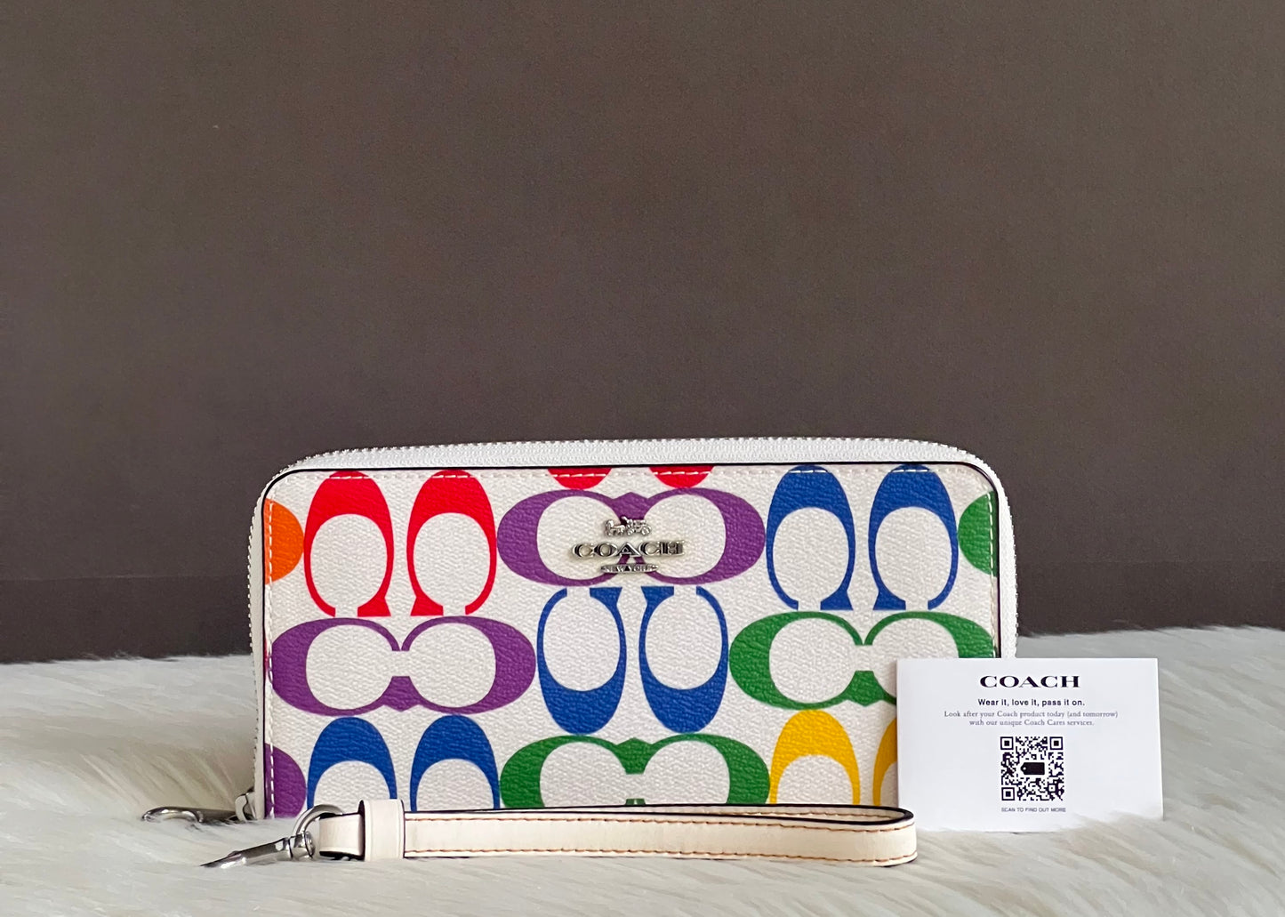 Coach Rainbow Signature Long Zip Around Wallet
