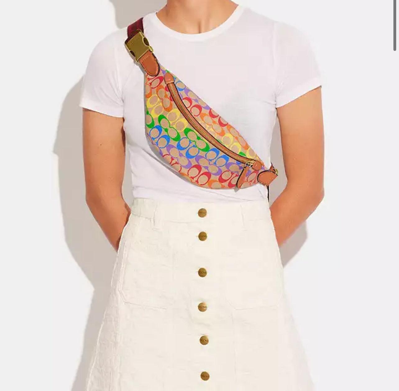 Coach Charter Belt Bag 7 in Rainbow Signature Canvas