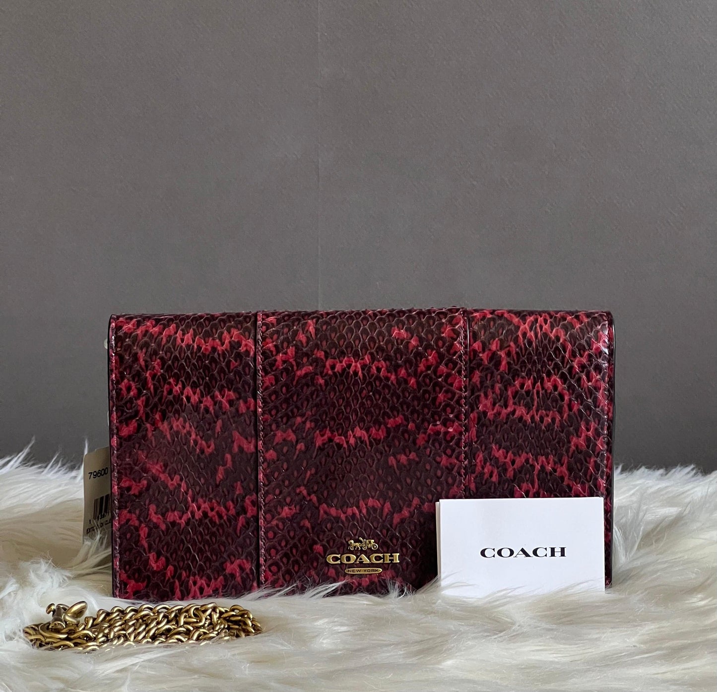 Coach Callie Foldover Chain Clutch in Blocked Snakeskin