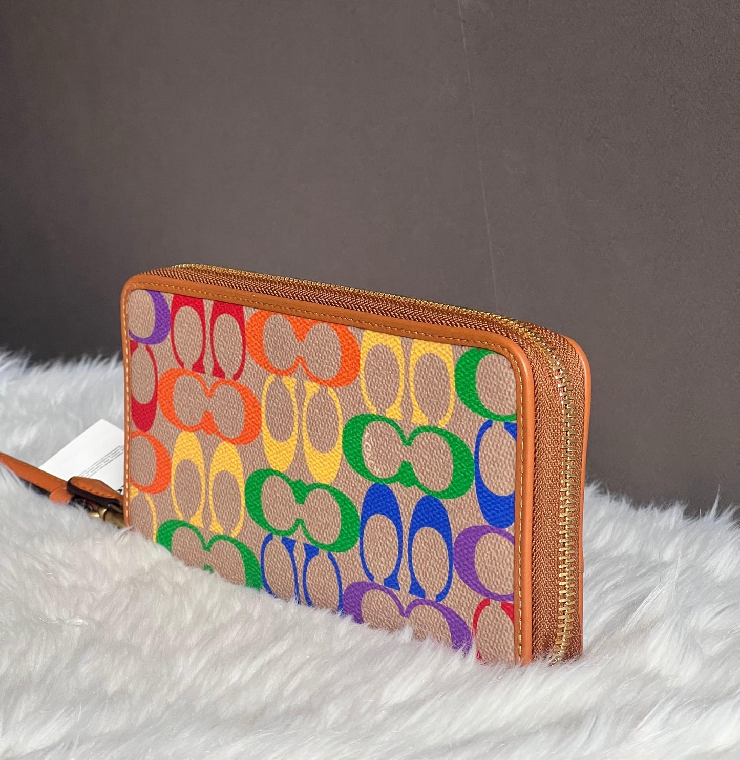 Coach Continental Wallet In Rainbow Signature Canvas
