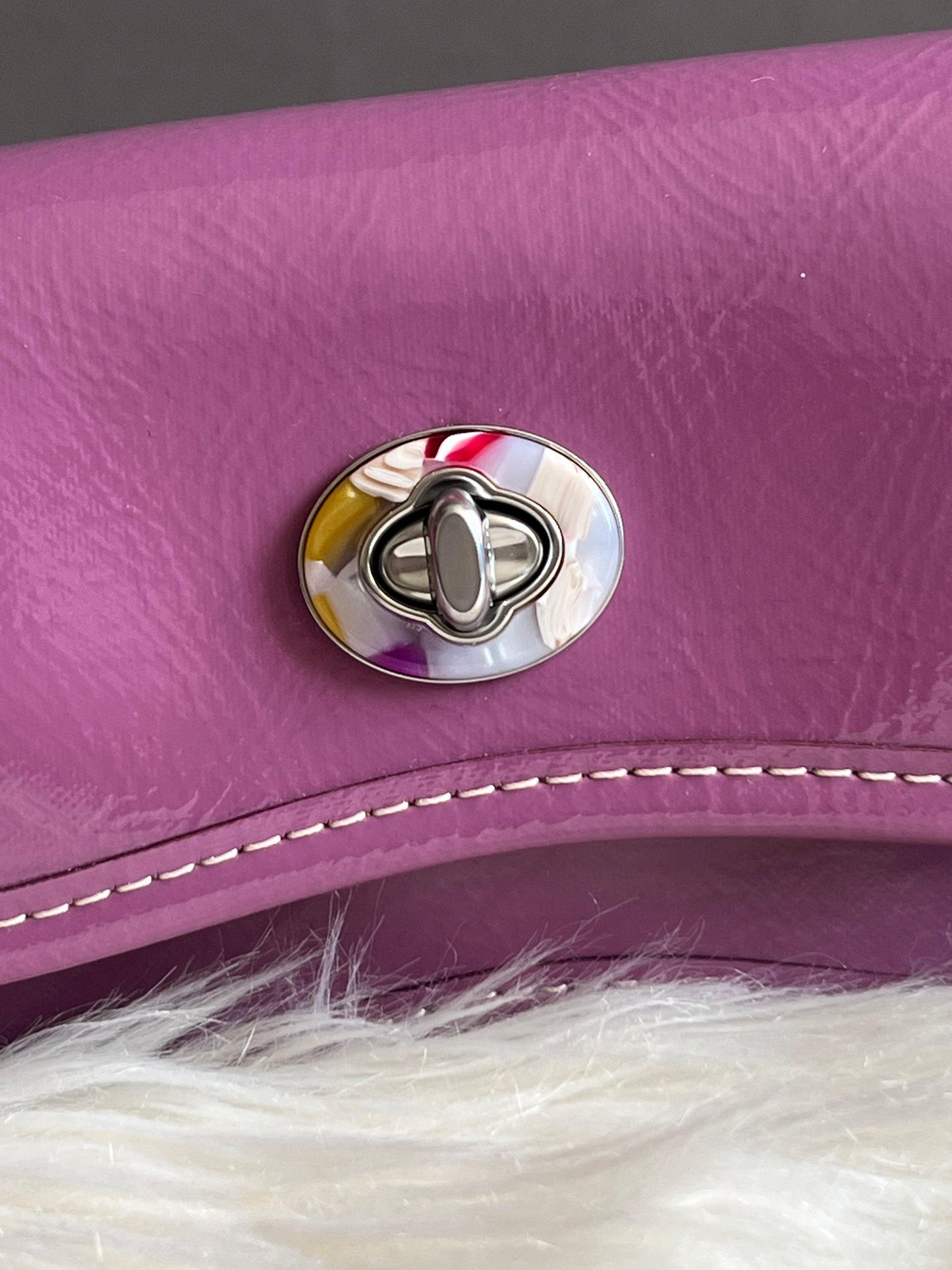 Coach Mini Wavy Dinky Bag with Crossbody Strap in Crinkled Patent Coachtopia Leather