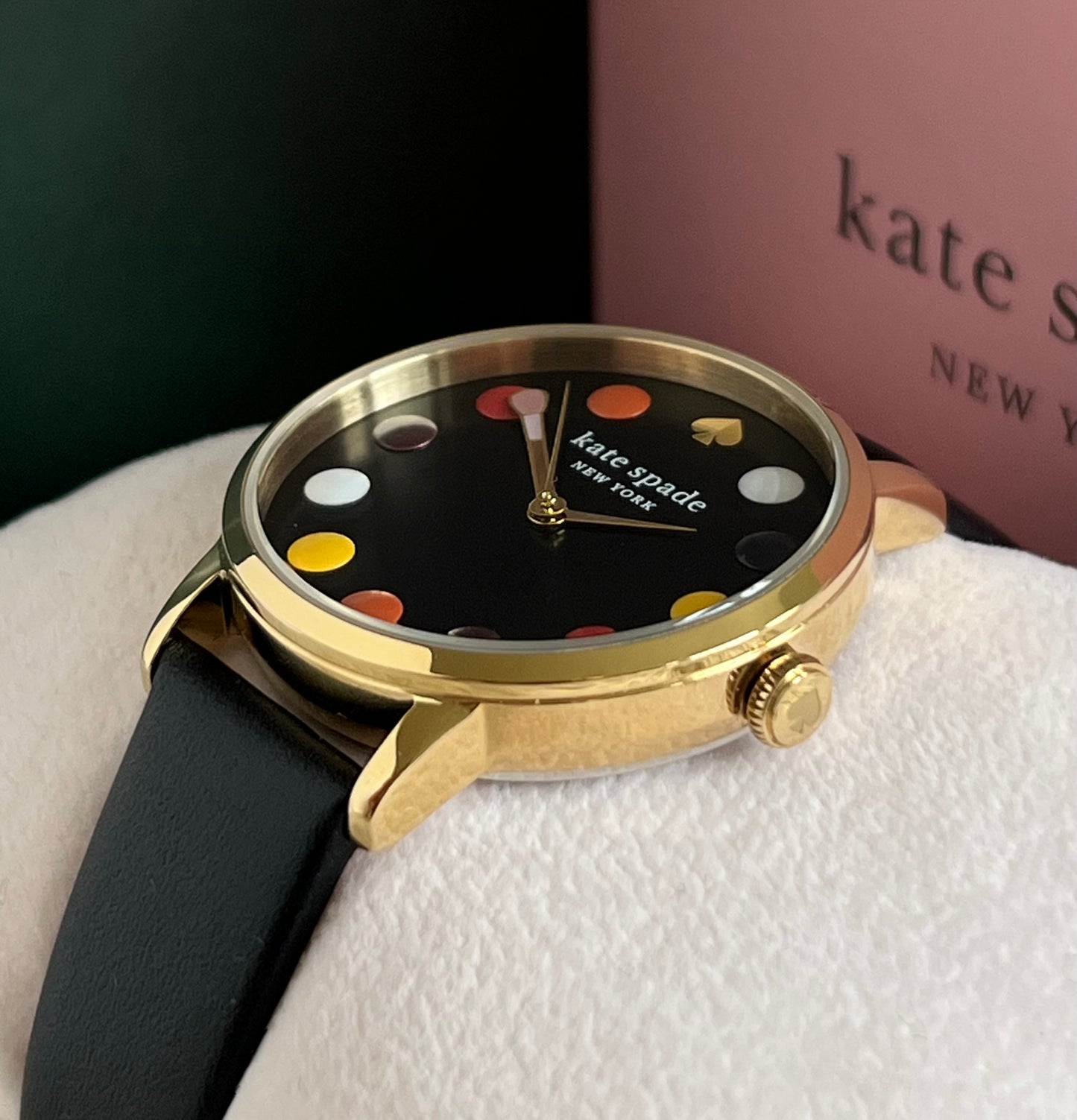 Kate Spade Metro Dot Black Leather Watch