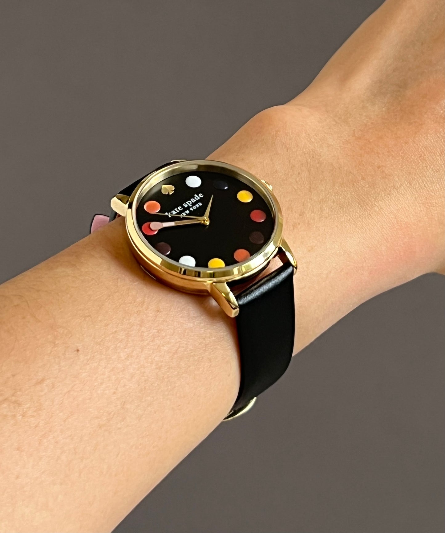 Kate Spade Metro Dot Black Leather Watch