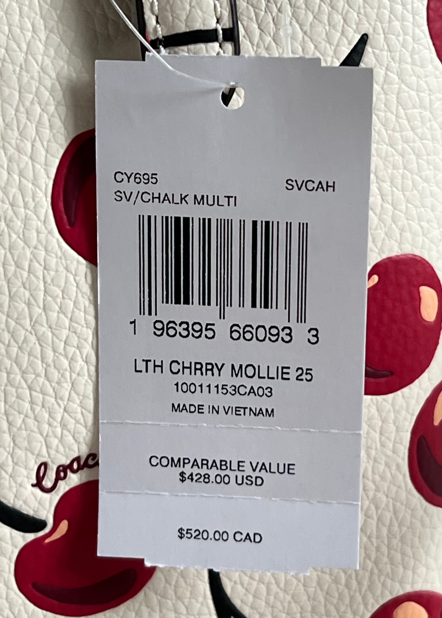 Coach Mollie Tote Bag 25 With Cherry Print