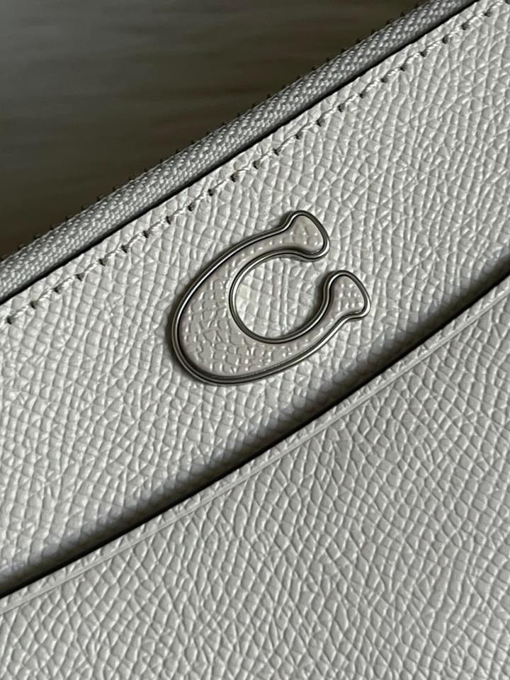 Coach Pouch Wristlet In Crossgrain Leather With Signature Canvas Interior