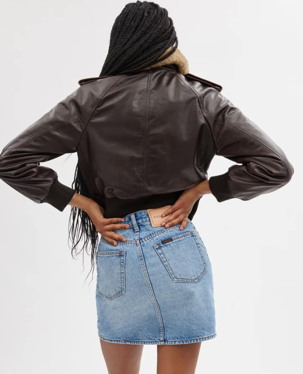 Coach Cropped Leather Jacket