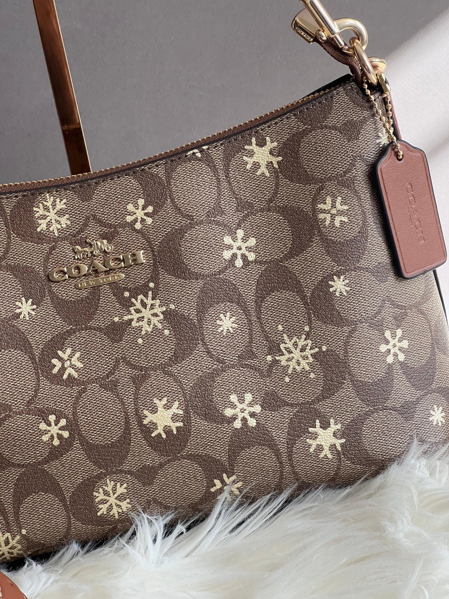 Coach Clara Shoulder Bag in Signature Canvas with Snowflake Print