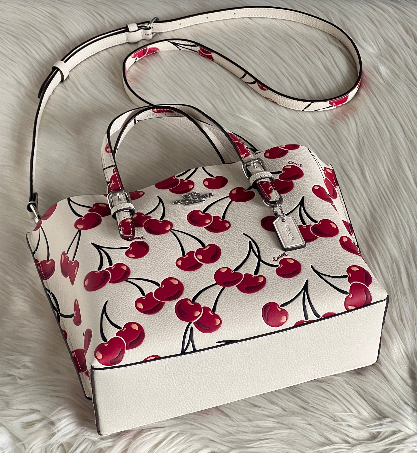 Coach Mollie Tote Bag 25 With Cherry Print