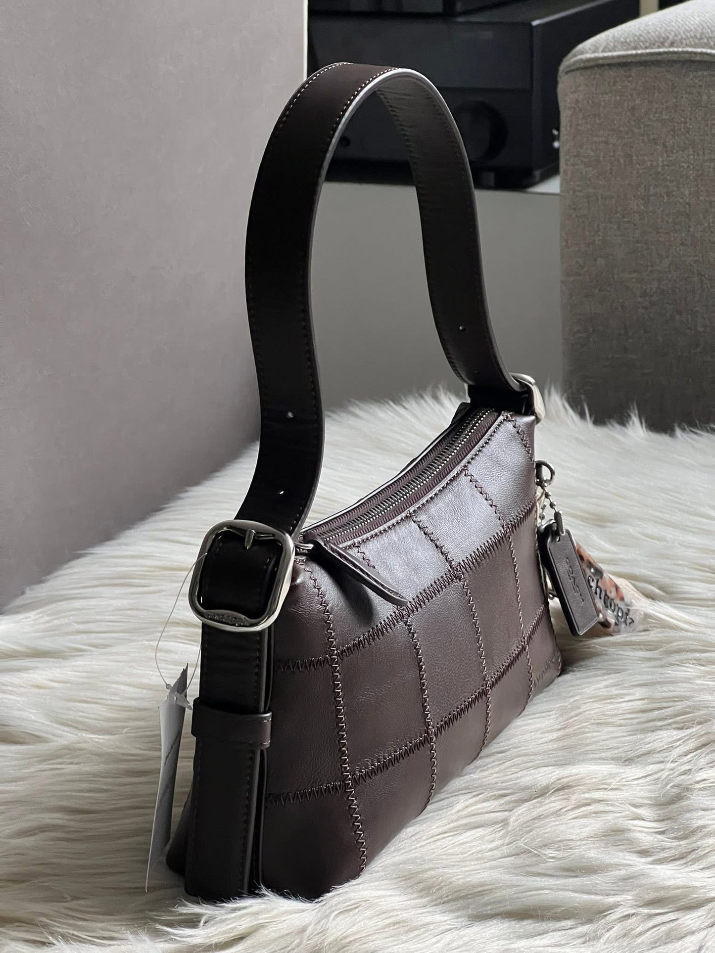 Coachtopia Alter/Ego Small Slouchy Shoulder Bag in Checkerboard Upcrafted Leather