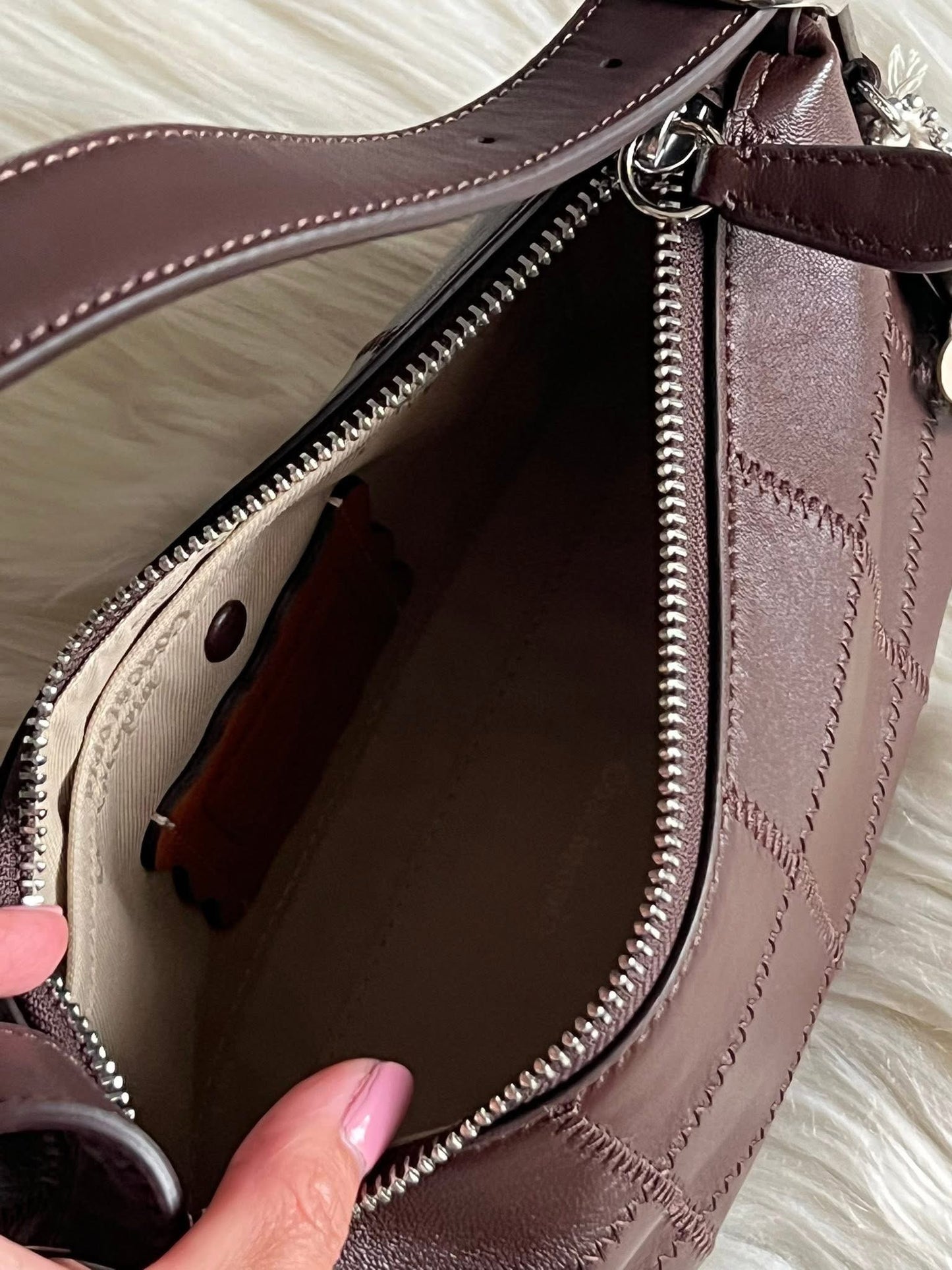 Coachtopia Alter/Ego Small Slouchy Shoulder Bag in Checkerboard Upcrafted Leather