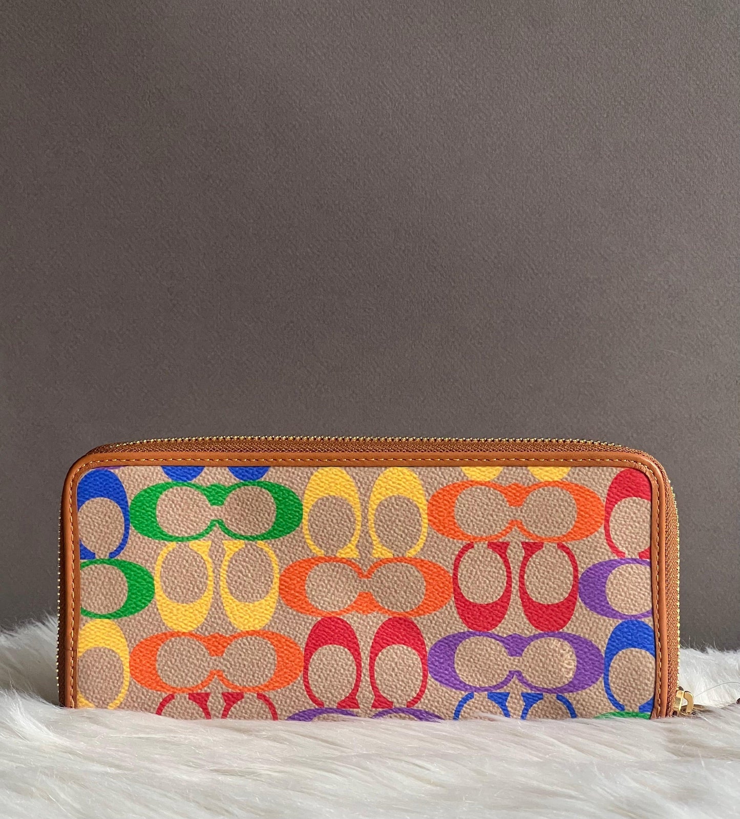 Coach Continental Wallet In Rainbow Signature Canvas