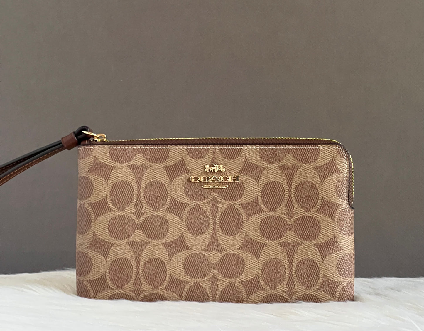 Coach Large Corner Zip Wristlet in Signature Canvas