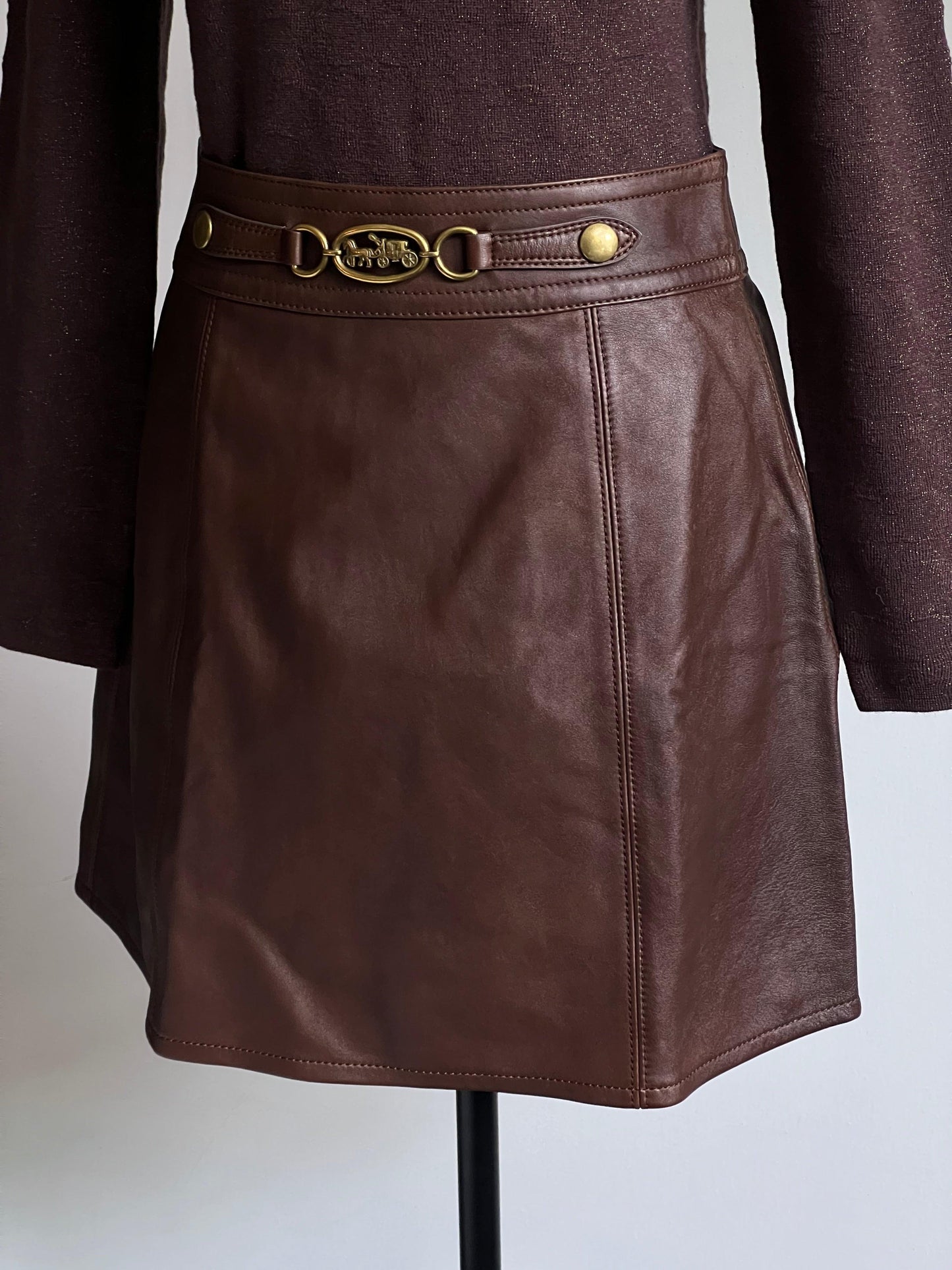 Coach Leather Mini Skirt