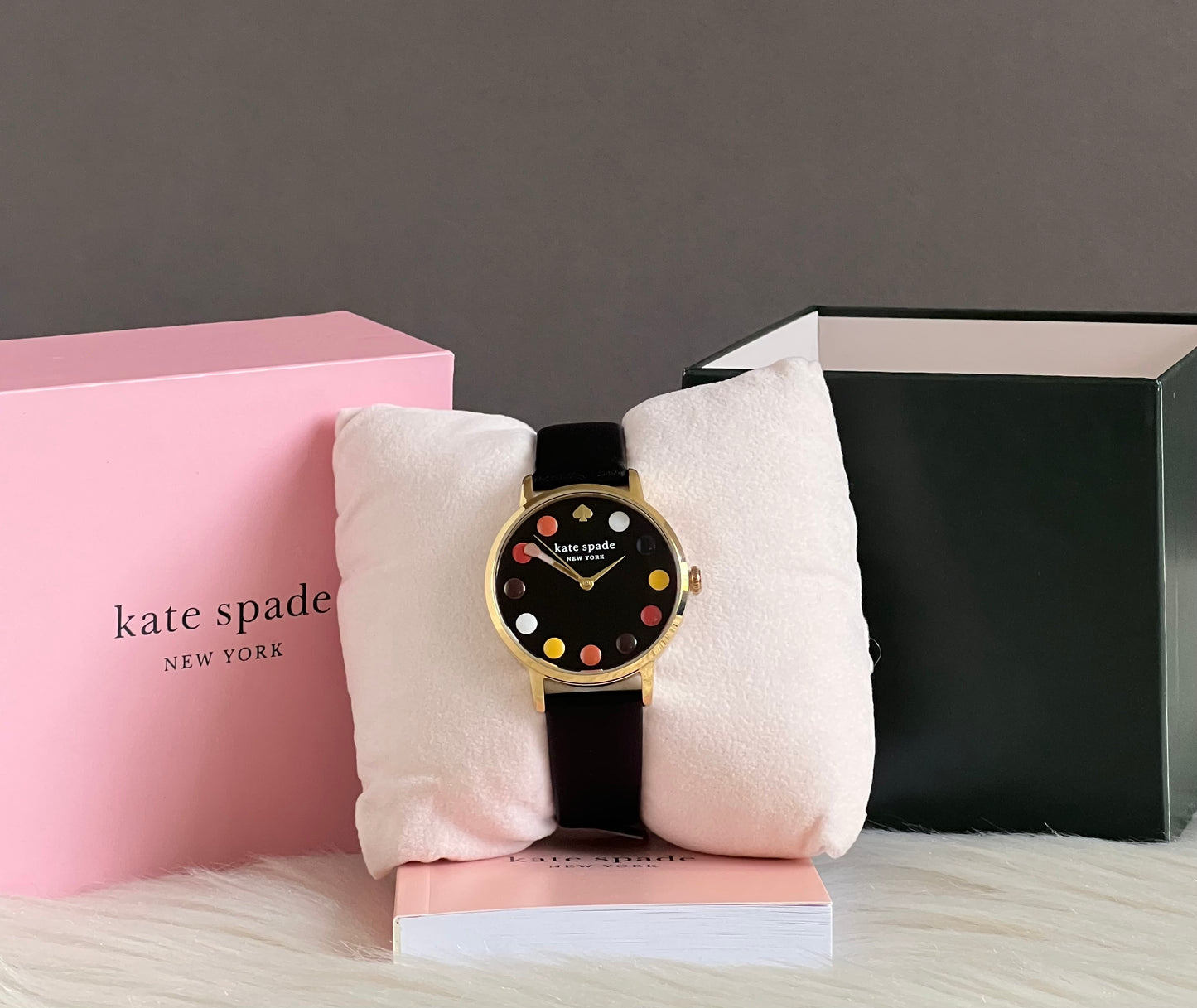 Kate Spade Metro Dot Black Leather Watch