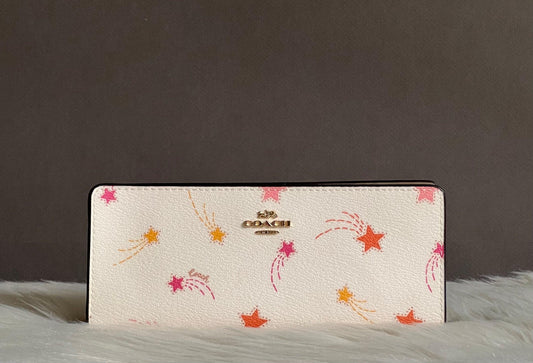Coach Slim Zip Wallet With Shooting Star Print