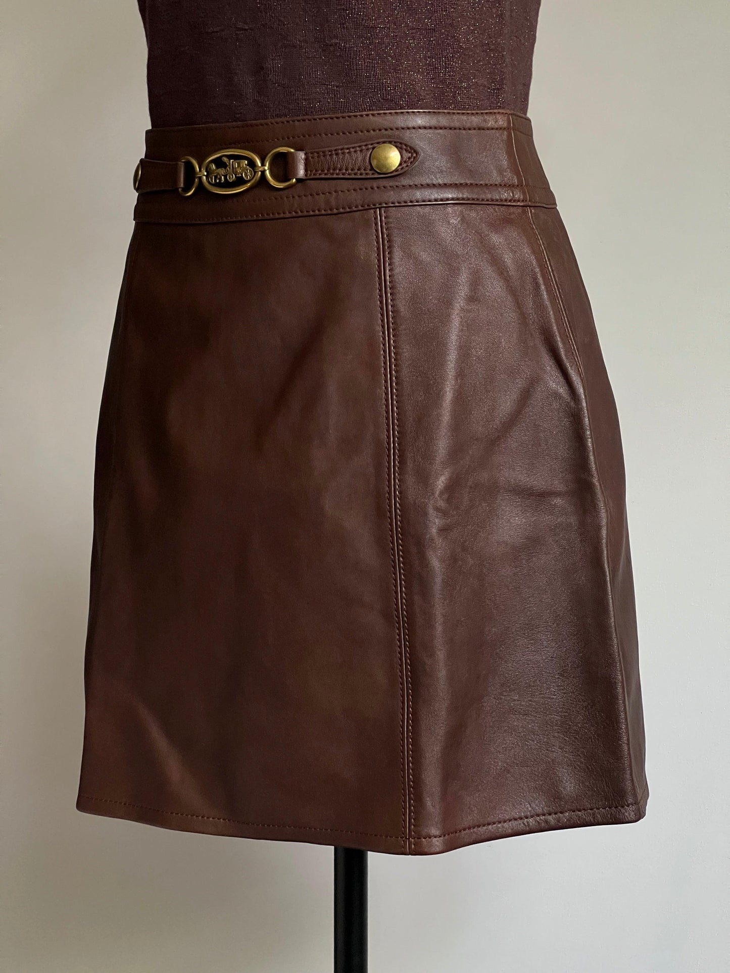 Coach Leather Mini Skirt