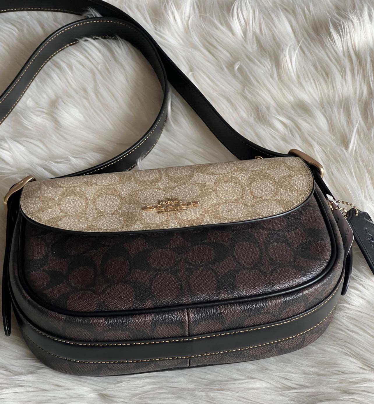 Coach Macie Saddle Bag in Blocked Signature Canvas