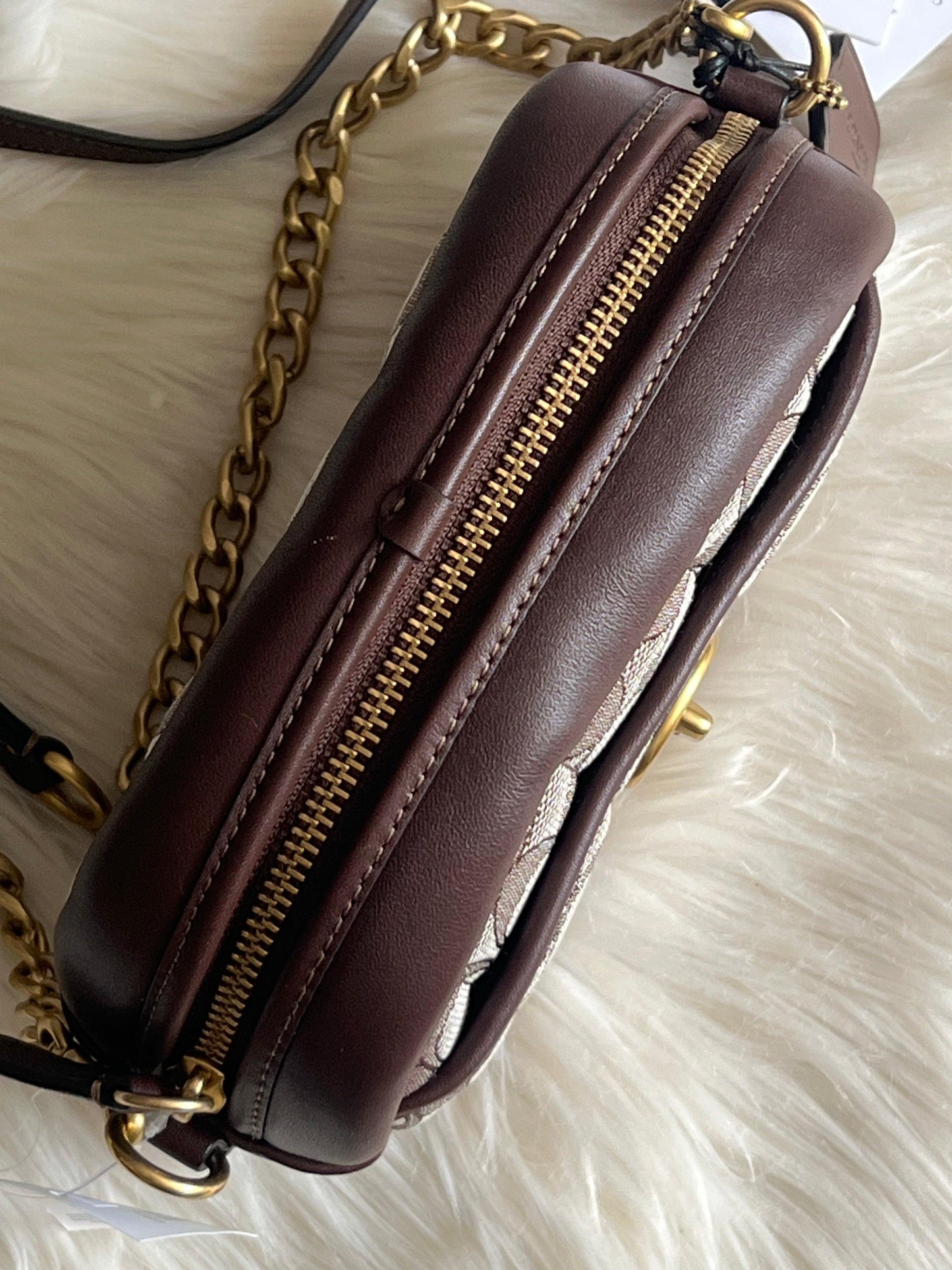 Coach Small Camera Bag in Signature Jacquard with Quilting