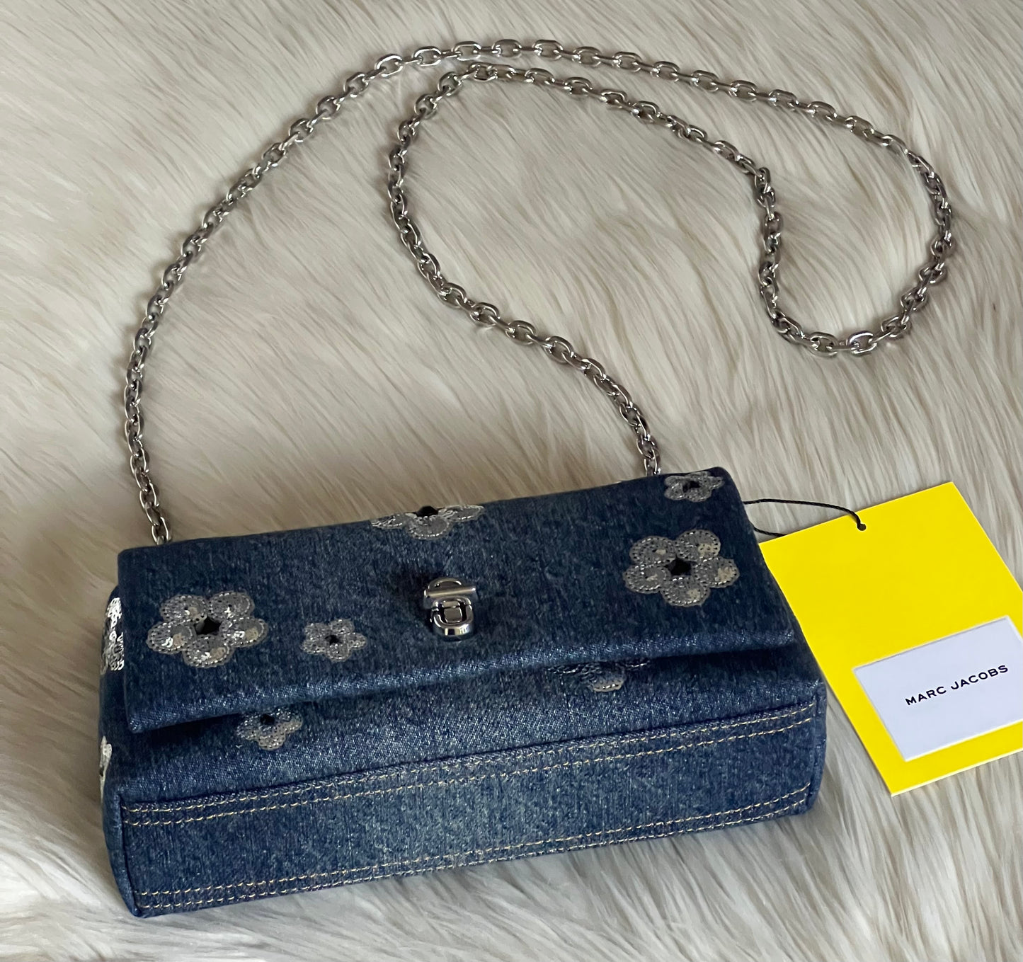 Marc Jacobs The Sequin Daisy Denim Dual Chain Mini Bag