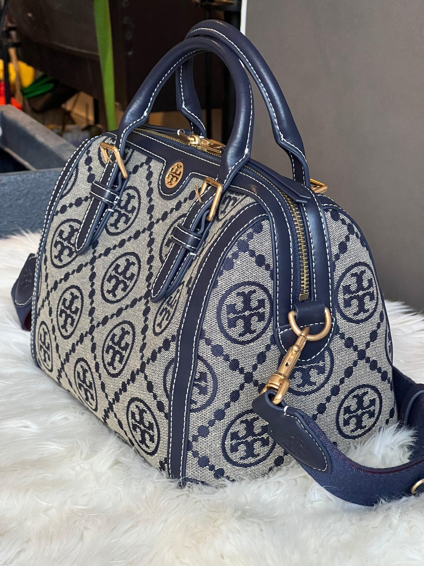 Tory Burch Monogram Jacquard Barrel Bag